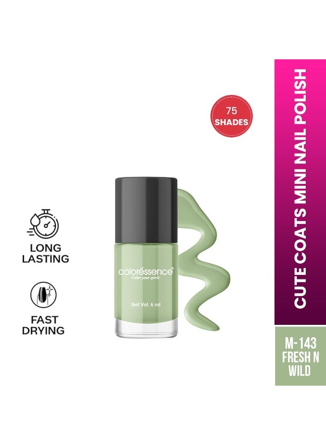 Coloressence Cute Coats Long Lasting Nail Paint | Chip Resistant | Quick Dry | One Swipe Application | |Fresh N Wild -6ml, Glossy Finish - Image 2